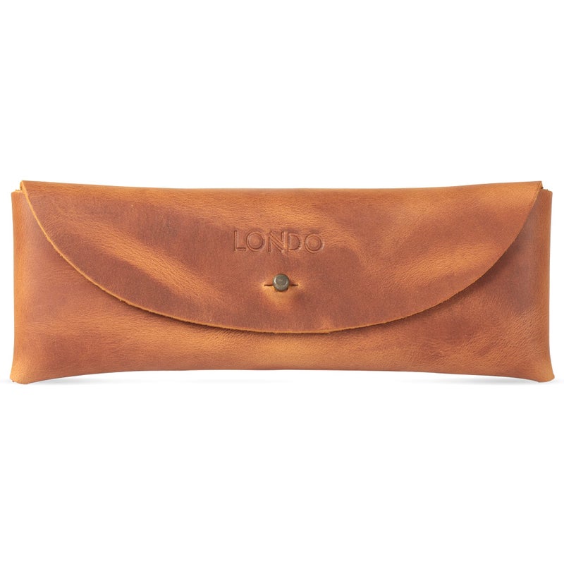 Londo Genuine Leather Retro Pen and Pencil Case - Metal Snap Fastener, Pencil Pouch Stationery Bag - Image 1